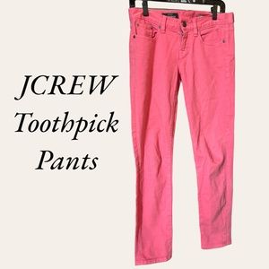 Size 26 JCREW pink toothpick pants, pink